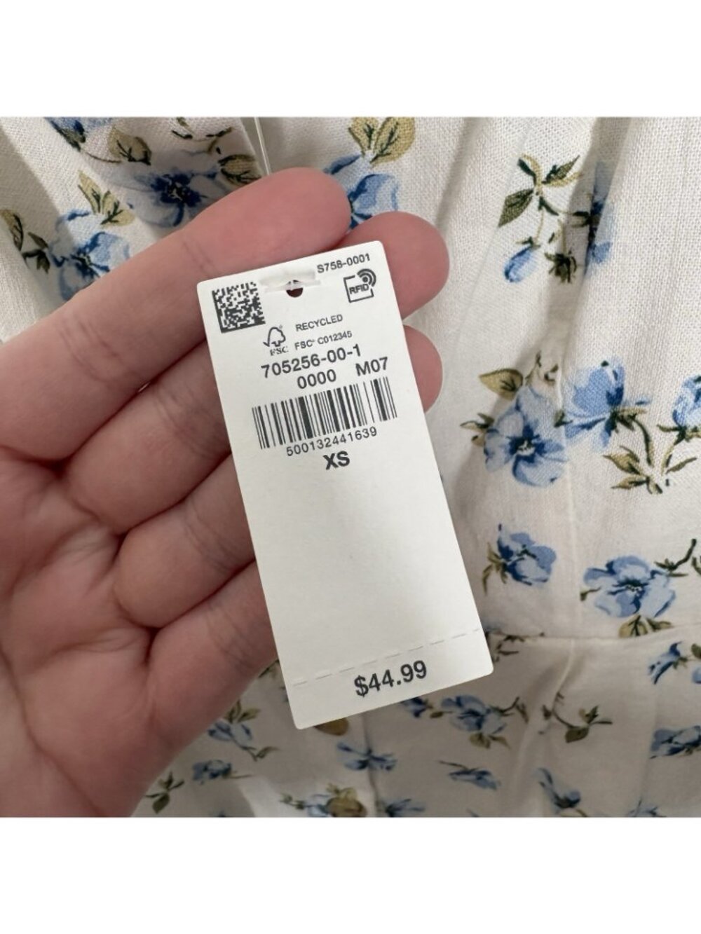 Old Navy Women XS Ivory Floral Boho Puff Sleeve Linen Blend Mini Dress NWT - Picture 9 of 12